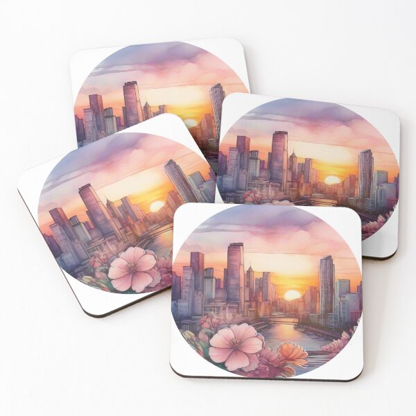 Item preview, Sunset City Floral Watercolor Sticker (1403) designed and sold by WASjourney.