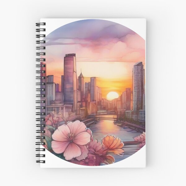 Item preview, Sunset City Floral Watercolor Sticker (1403) designed and sold by WASjourney.