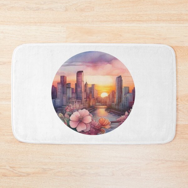 Item preview, Sunset City Floral Watercolor Sticker (1403) designed and sold by WASjourney.