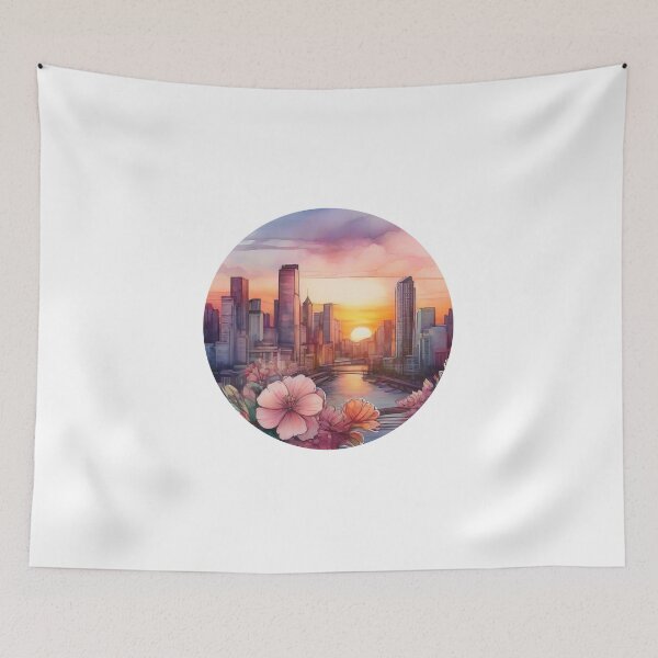 Item preview, Sunset City Floral Watercolor Sticker (1403) designed and sold by WASjourney.