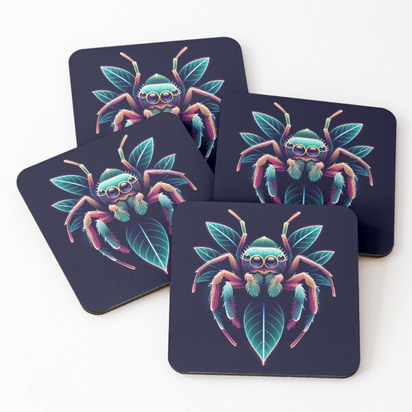 Item preview, Neon Jumping Spider In Leaves designed and sold by CrypRenaissance.