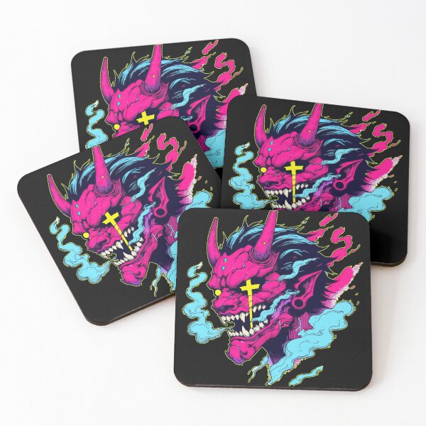 Item preview, Oni Yokai Hannya Ogre Pink Neon Art designed and sold by TomFrontierArt.