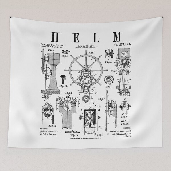 Item preview, Nautical Ship Helm Wheel Sailing Boat Captain Vintage Patent designed and sold by GrandeDuc.