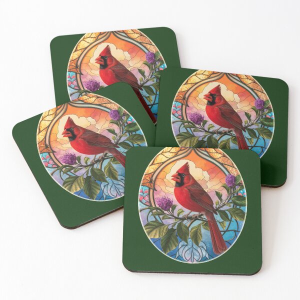 Item preview, Red Cardinal Floral Print Bird designed and sold by tamdevo1.