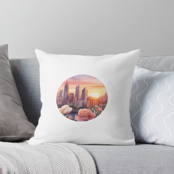Item preview, Watercolor Cityscape Sunset Sticker (1404) designed and sold by WASjourney.