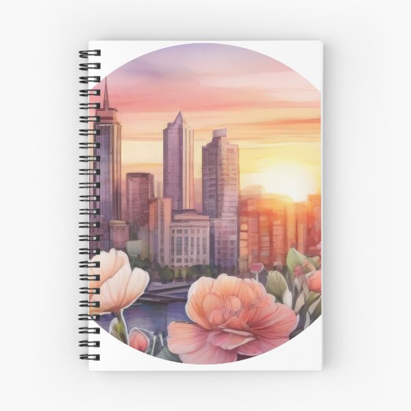 Item preview, Watercolor Cityscape Sunset Sticker (1404) designed and sold by WASjourney.