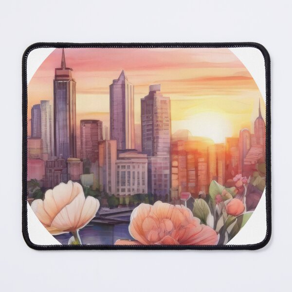 Item preview, Watercolor Cityscape Sunset Sticker (1404) designed and sold by WASjourney.