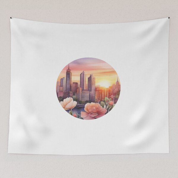 Item preview, Watercolor Cityscape Sunset Sticker (1404) designed and sold by WASjourney.