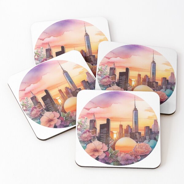 Item preview, Floral Sunset Cityscape Sticker (1405) designed and sold by WASjourney.