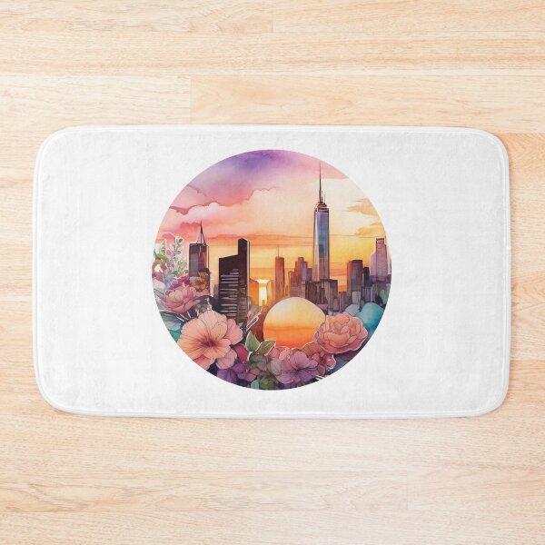 Item preview, Floral Sunset Cityscape Sticker (1405) designed and sold by WASjourney.