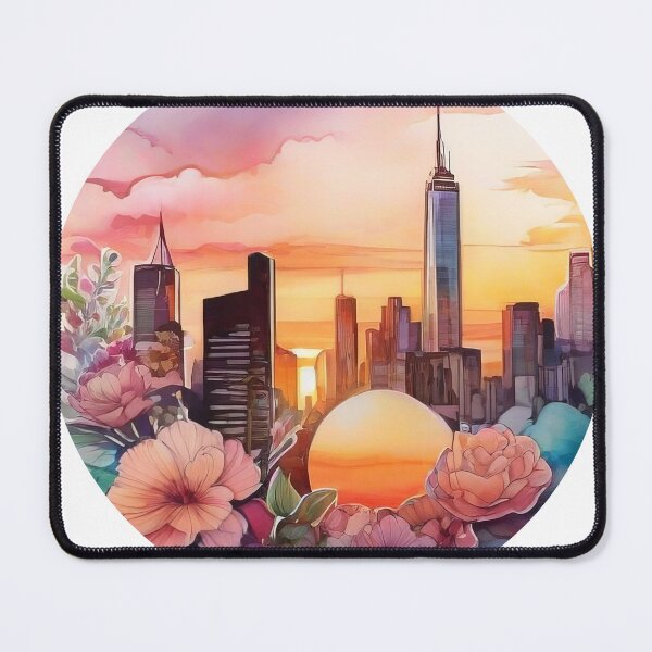 Item preview, Floral Sunset Cityscape Sticker (1405) designed and sold by WASjourney.