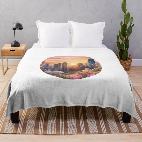 Item preview, Floral Watercolor Sunset Cityscape Sticker with White Outline (1409) designed and sold by WASjourney.