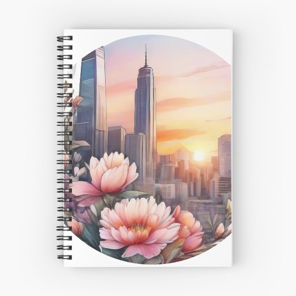 Item preview, Detailed City Sunset Floral Watercolor Sticker Design (1410) designed and sold by WASjourney.