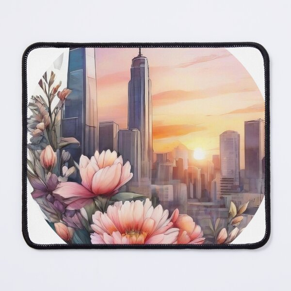 Item preview, Detailed City Sunset Floral Watercolor Sticker Design (1410) designed and sold by WASjourney.