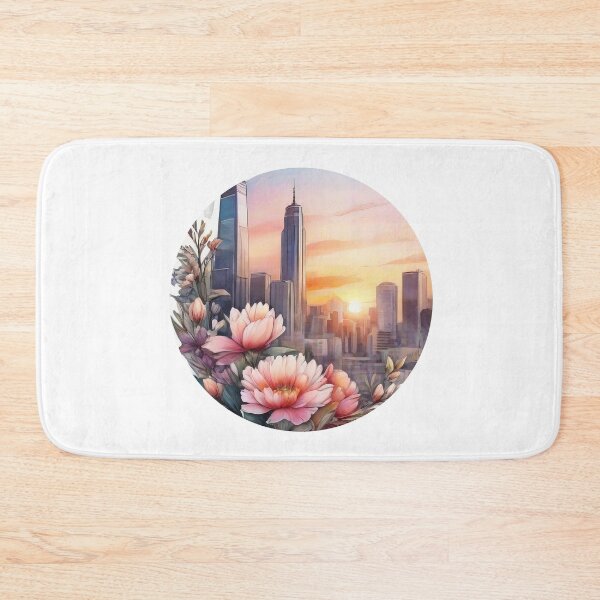 Item preview, Detailed City Sunset Floral Watercolor Sticker Design (1410) designed and sold by WASjourney.