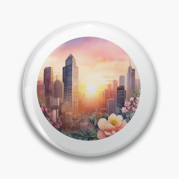 Item preview, Sunset Cityscape Floral Sticker (1411) designed and sold by WASjourney.