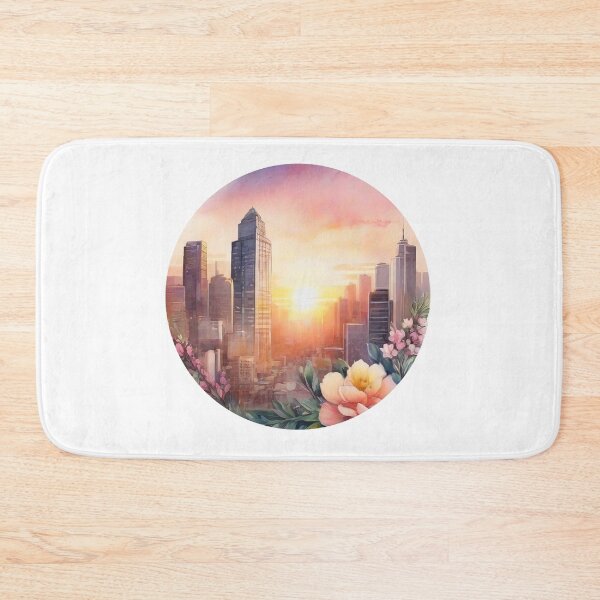 Item preview, Sunset Cityscape Floral Sticker (1411) designed and sold by WASjourney.