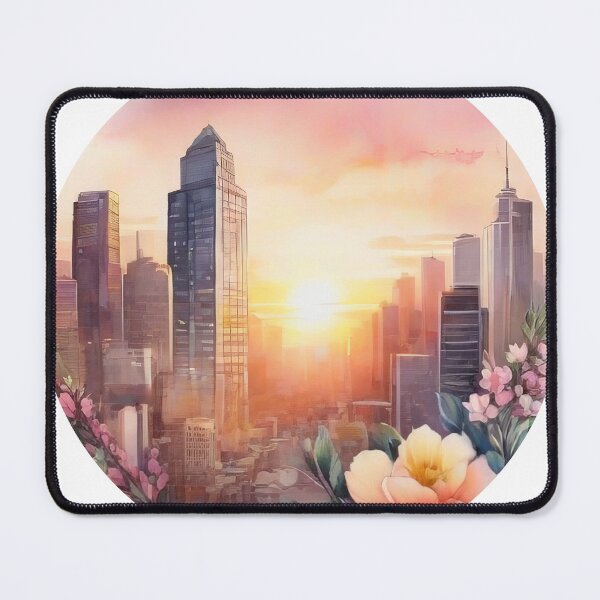 Item preview, Sunset Cityscape Floral Sticker (1411) designed and sold by WASjourney.