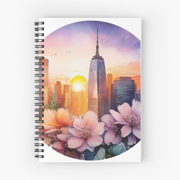 Item preview, Floral Watercolor City Sunset Sticker (1412) designed and sold by WASjourney.