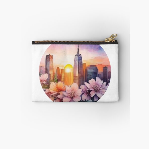Item preview, Floral Watercolor City Sunset Sticker (1412) designed and sold by WASjourney.