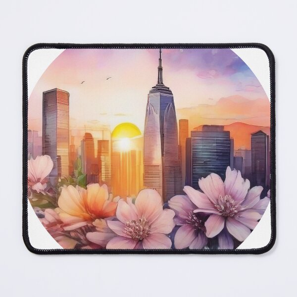 Item preview, Floral Watercolor City Sunset Sticker (1412) designed and sold by WASjourney.