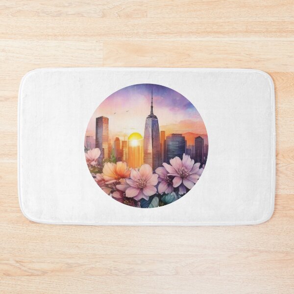 Item preview, Floral Watercolor City Sunset Sticker (1412) designed and sold by WASjourney.