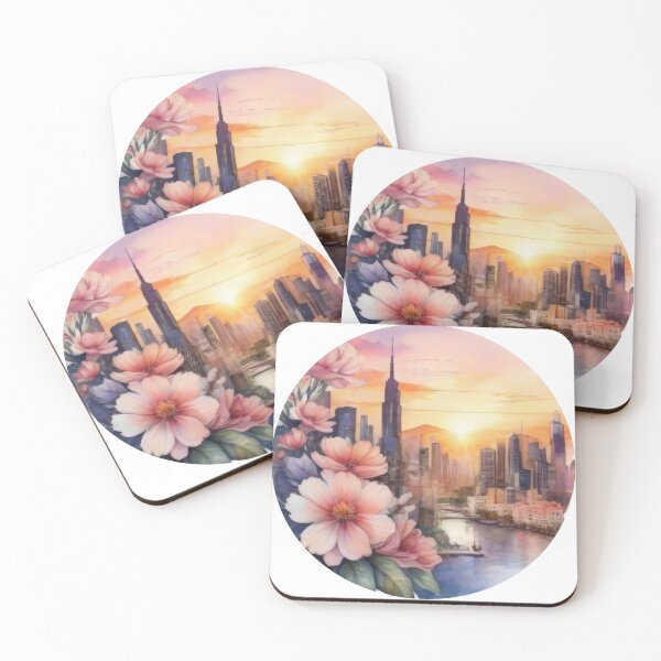 Item preview, Sunset Skyline Floral Watercolor Sticker (1413) designed and sold by WASjourney.