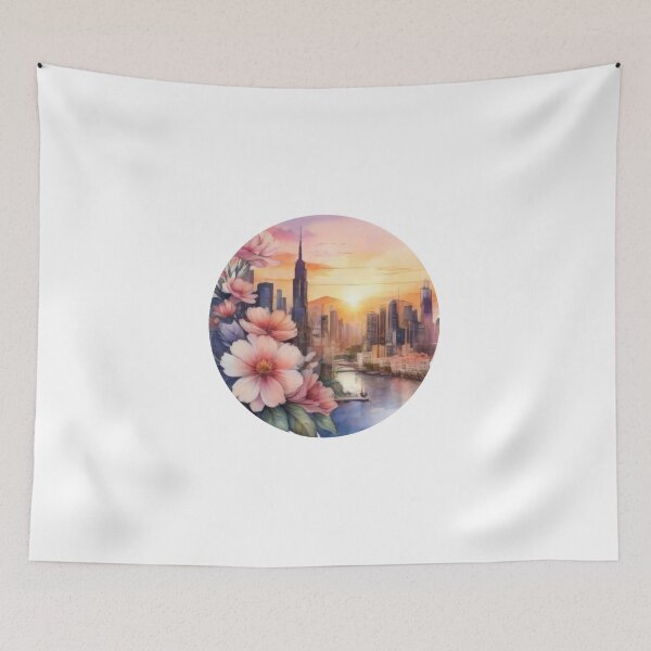 Item preview, Sunset Skyline Floral Watercolor Sticker (1413) designed and sold by WASjourney.