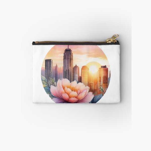 Item preview, Detailed Floral Sunset Cityscape Watercolor Sticker (1414) designed and sold by WASjourney.