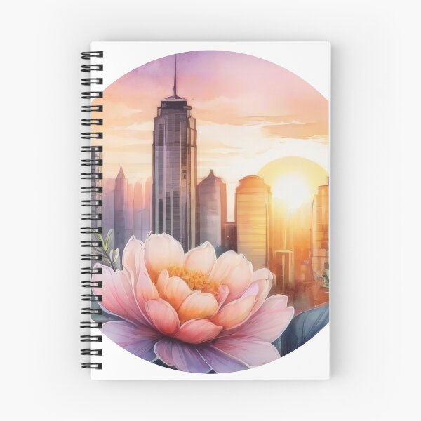 Item preview, Detailed Floral Sunset Cityscape Watercolor Sticker (1414) designed and sold by WASjourney.