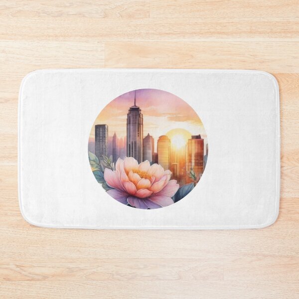 Item preview, Detailed Floral Sunset Cityscape Watercolor Sticker (1414) designed and sold by WASjourney.