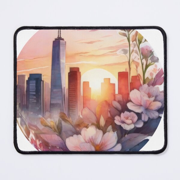 Item preview, Watercolor Cityscape Sunset Sticker with Floral Details (1415) designed and sold by WASjourney.