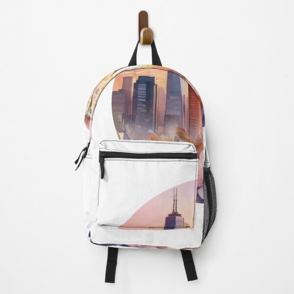 Item preview, Watercolor Cityscape Sunset Sticker with Floral Details (1415) designed and sold by WASjourney.