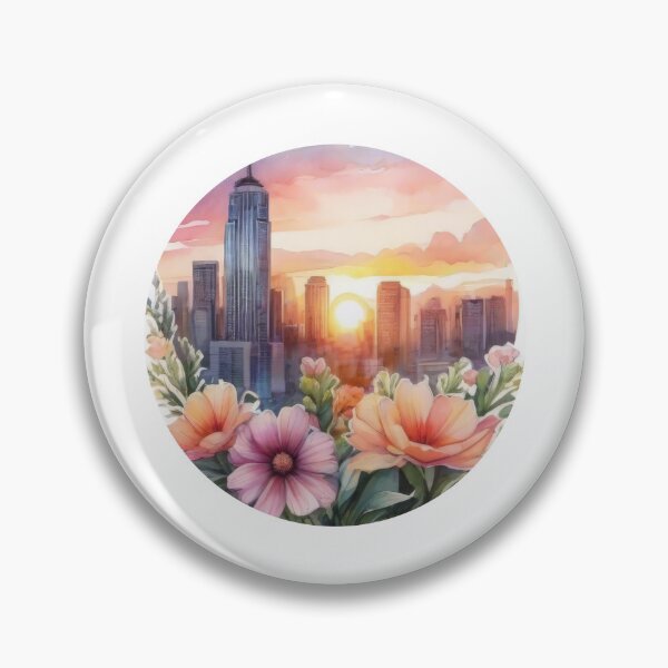 Item preview, Sunset City Floral Watercolor Sticker (1416) designed and sold by WASjourney.