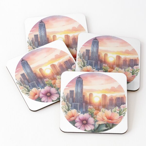 Item preview, Sunset City Floral Watercolor Sticker (1416) designed and sold by WASjourney.