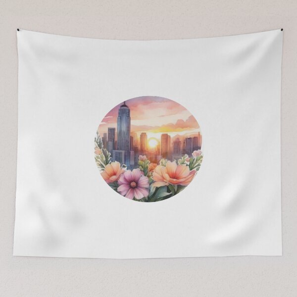 Item preview, Sunset City Floral Watercolor Sticker (1416) designed and sold by WASjourney.