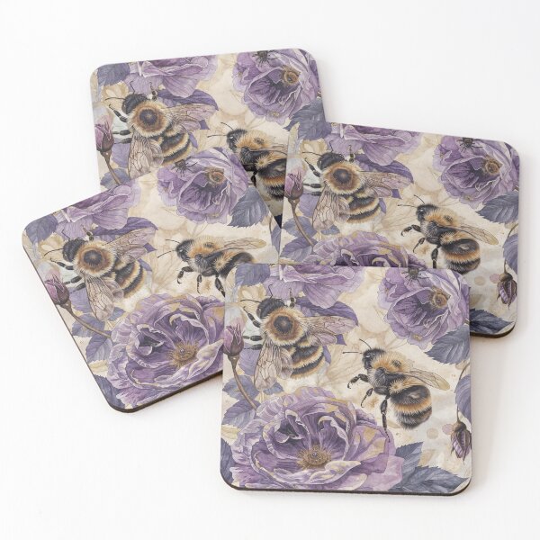 Item preview, Features a Floral background with Purple and Beige tones. It showcases several large Flowers, resembling Roses, along with buds and Leaves designed and sold by Ellebecool.