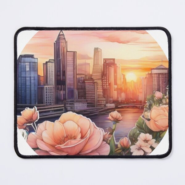 Item preview, Floral Sunset Cityscape Sticker (1417) designed and sold by WASjourney.