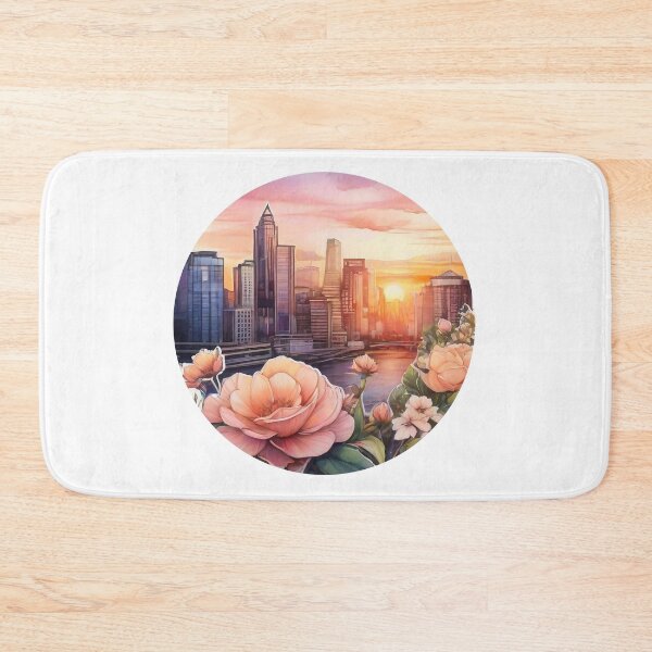 Item preview, Floral Sunset Cityscape Sticker (1417) designed and sold by WASjourney.
