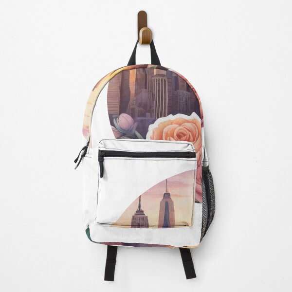 Item preview, Highly Detailed Watercolor Sunset City Sticker with Florals (1418) designed and sold by WASjourney.