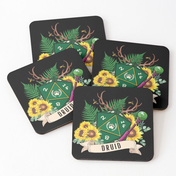 Item preview, DND DRUID: Druid Dice, D20 floral dice for dnd druid class. Sunflowers and Antlers. designed and sold by DungeonAtelier.