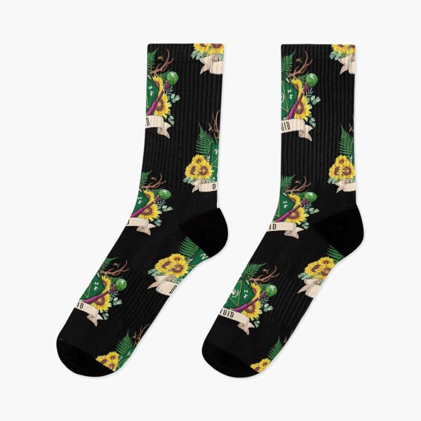 Item preview, DND DRUID: Druid Dice, D20 floral dice for dnd druid class. Sunflowers and Antlers. designed and sold by DungeonAtelier.