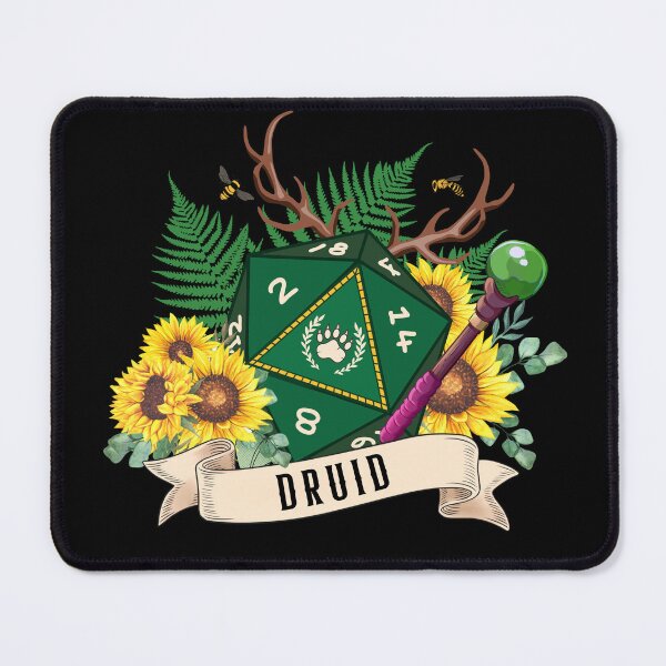 Item preview, DND DRUID: Druid Dice, D20 floral dice for dnd druid class. Sunflowers and Antlers. designed and sold by DungeonAtelier.