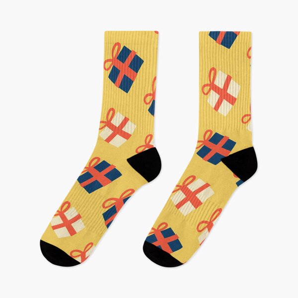 Aperçu de l'œuvre Cadeaux De Noël Bleus Et Blancs Sur Motif Jaune créée et vendue par PatternsPalette.