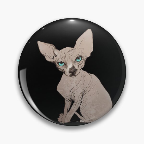 Item preview, Drawing of cute sphynx kitten with blue eyes designed and sold by SphynxThings.