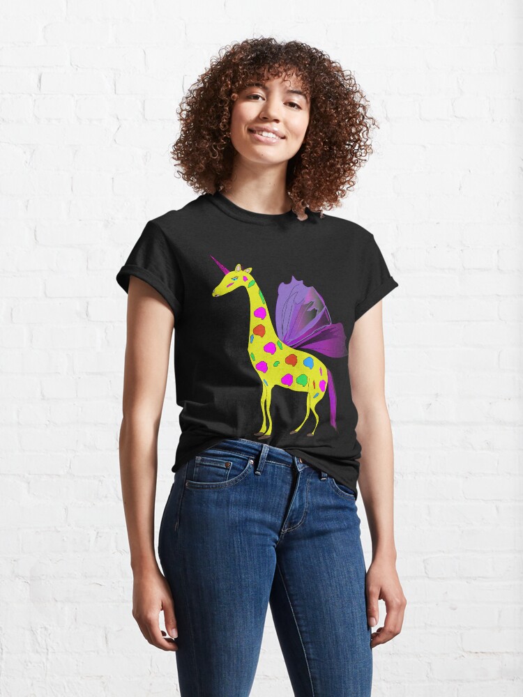 Alternate view of Giraffe Unicorn the mythical creature Classic T-Shirt