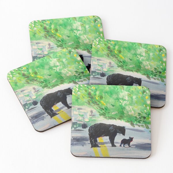 Item preview, Mama and baby bear crossing the road designed and sold by Unlockeverydoor.