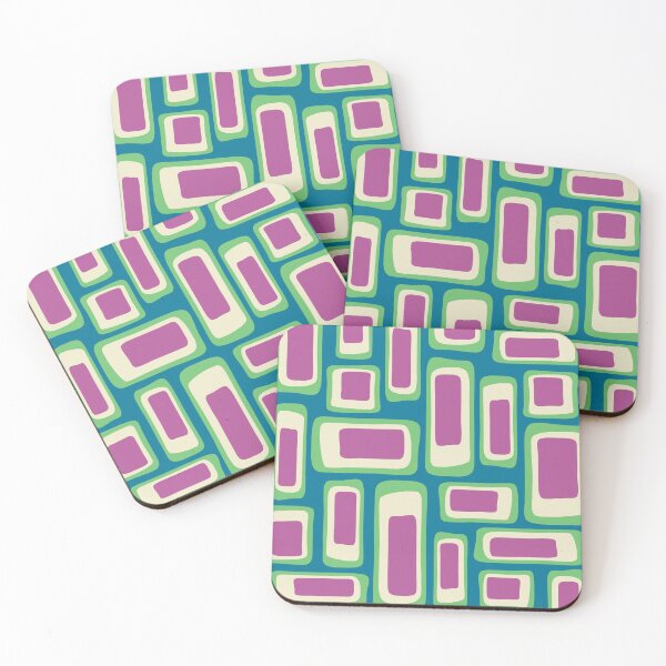 Item preview, Retro Mid Century Modern Abstract Composition Blue Green and Burgundy designed and sold by tonymagnerart.