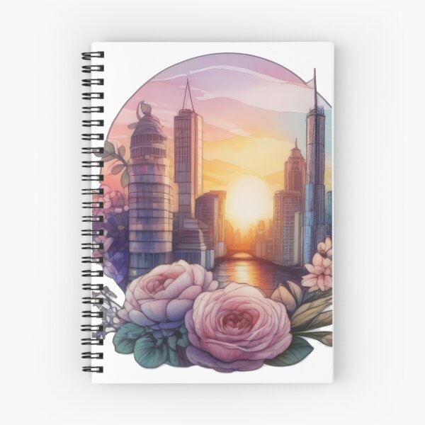 Item preview, Floral Watercolor Sunset Skyline Sticker (1426) designed and sold by WASjourney.