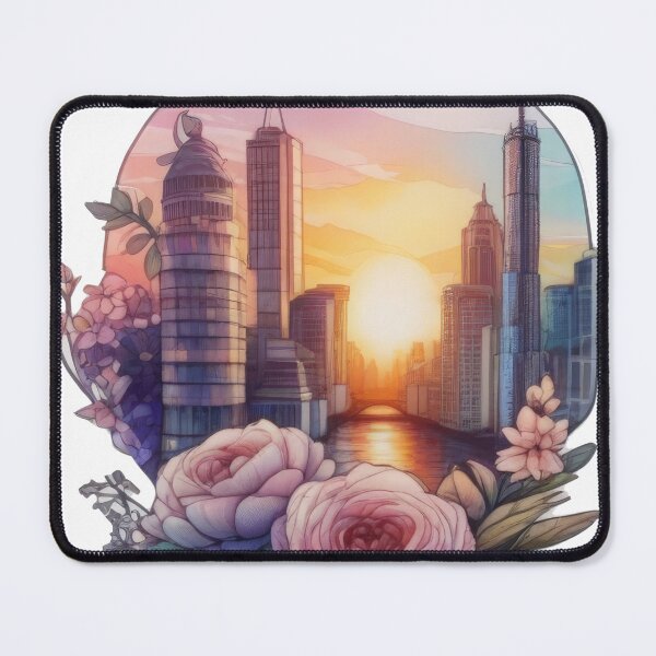 Item preview, Floral Watercolor Sunset Skyline Sticker (1426) designed and sold by WASjourney.